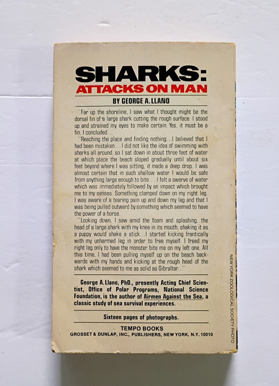 Sharks: Attacks on Man by George Albert Llano 1975 Vintage Shark Book