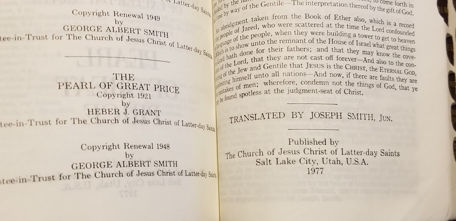 1977 LDS Quad Scriptures Holy Bible Book of Mormon Brown Leather Tabs 7” x 5”