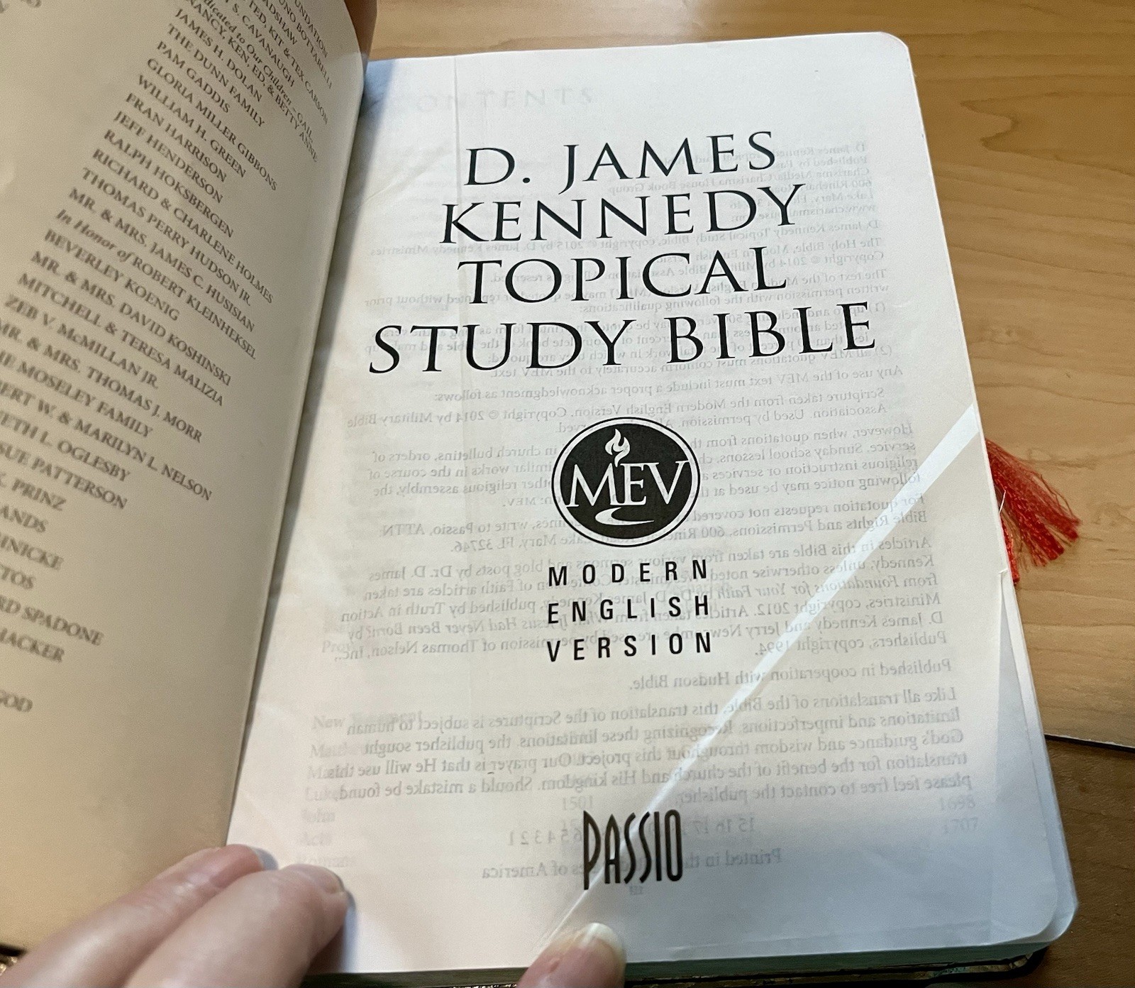 The D James Kennedy Topical Study Bible Modern English Version Softcover Book