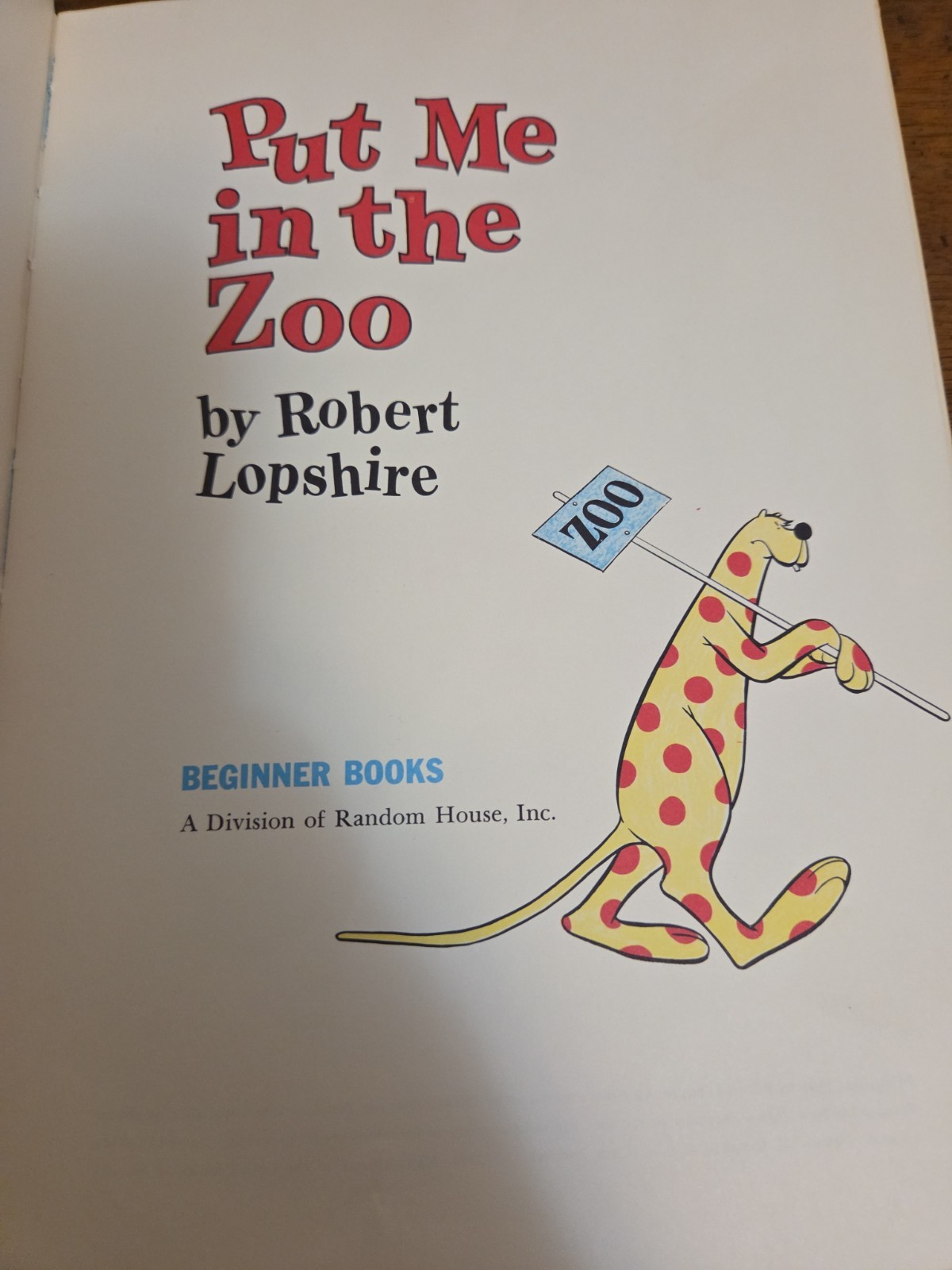 Put Me in the Zoo Lopshire Beginner Books 1960 Hardcover Dust Jacket Vintage