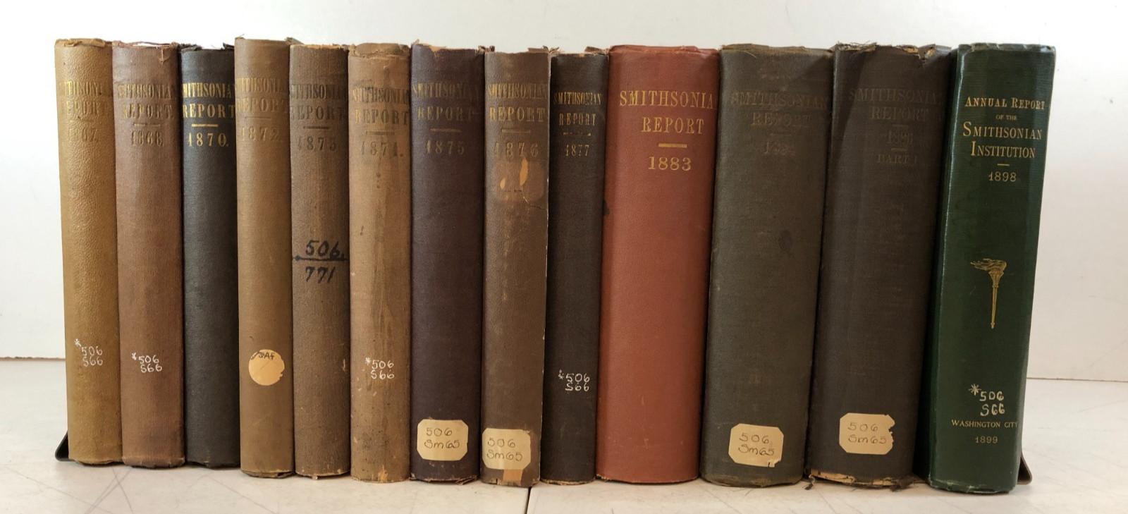Annual Report Of The Smithsonian Institution, 13 v., Ex-library,1868-1899,ESet-6