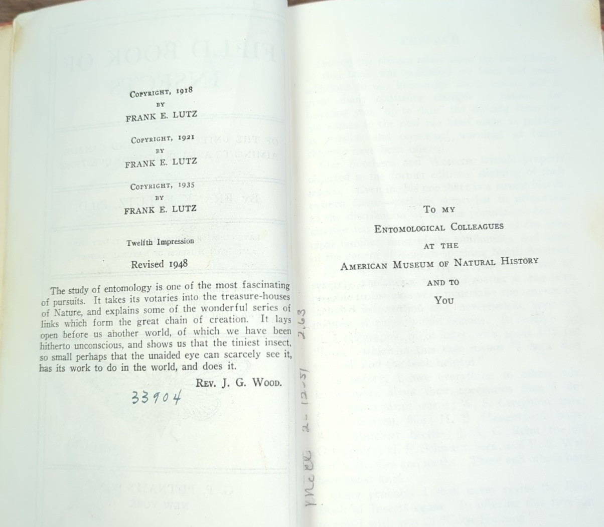 Field Book of INSECTS 1948 Revised Edition by Frank E.Lutz, – Ex Library