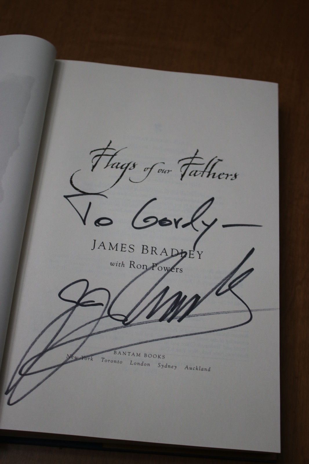Flags of Our Fathers by James Bradley, 2000, signed & inscribed, DJ, never read