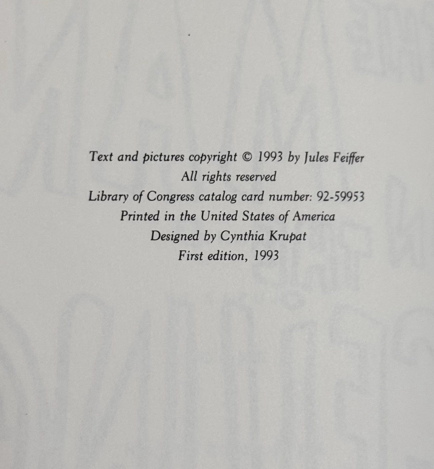 Jules Feiffer THE MAN IN THE CEILING Hardcover SIGNED! HarperCollins 1ST ED 1993