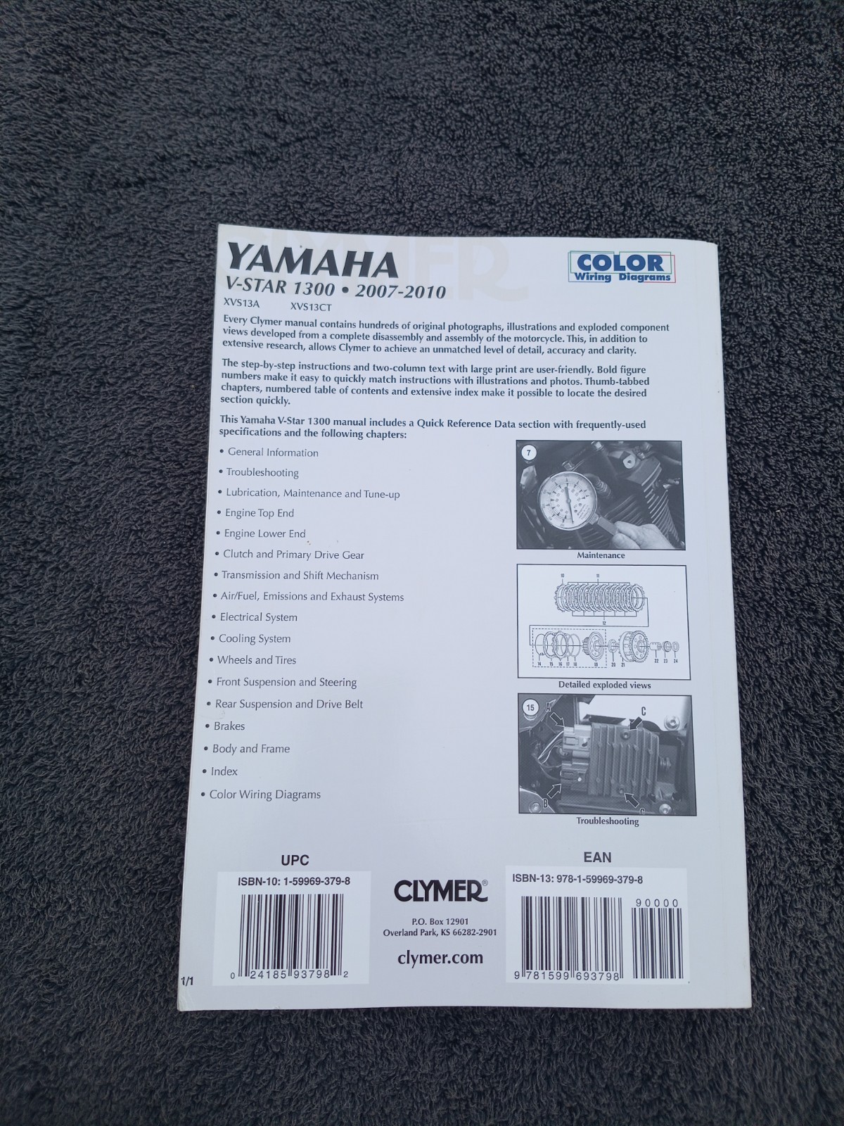 Clymer Yamaha Motorcycle Manual M283 V-Star 1300 2007-2010 READ DESCRIPT