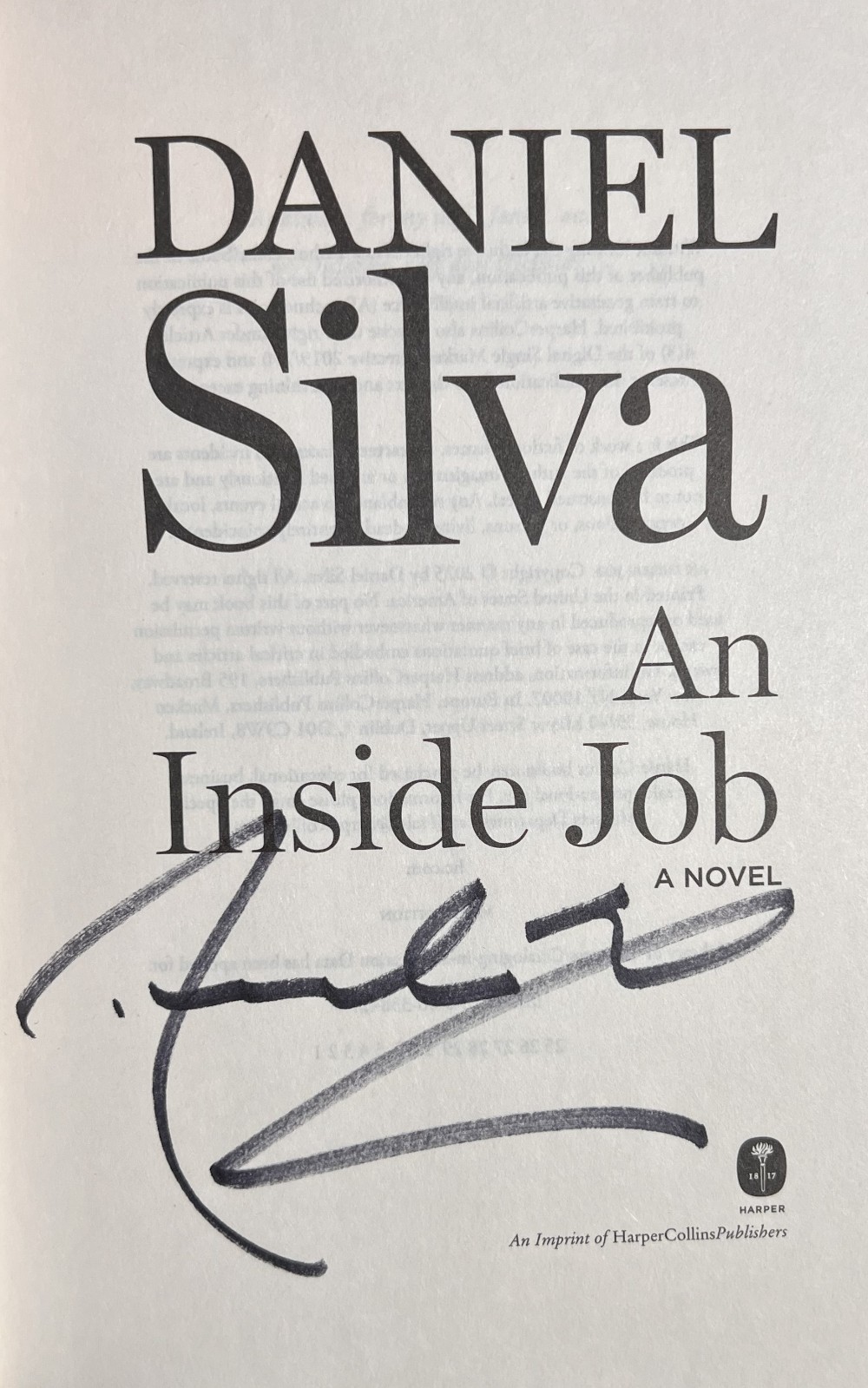 SIGNED ~ Gabriel Allon #25: AN INSIDE JOB Daniel Silva (2025, Hardcover) 1st/1st
