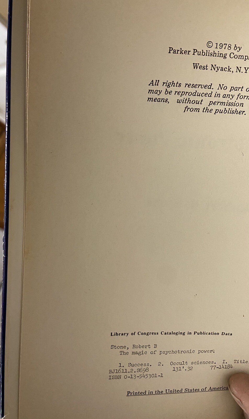 The Magic of Psychotronic Power by Robert B. Stone (1978 Hardcover)