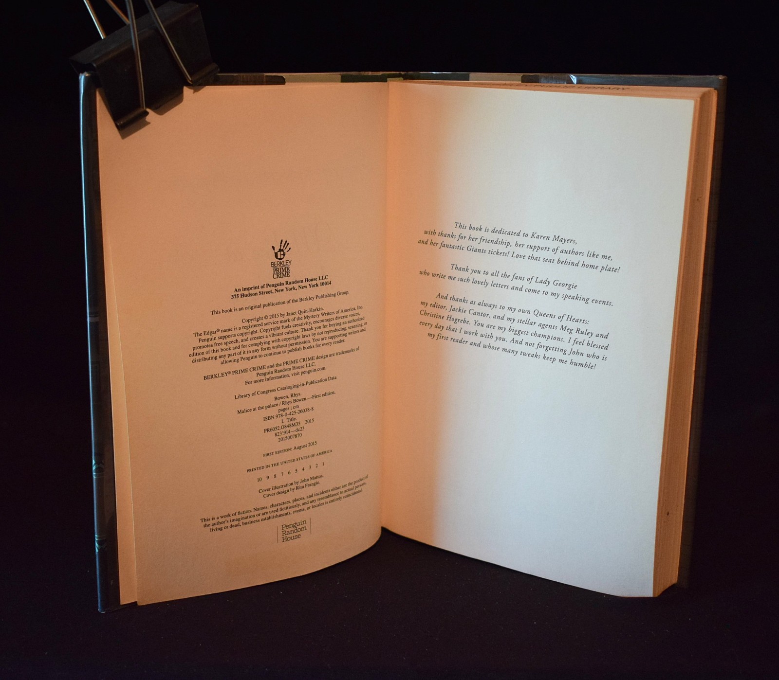Malice at the Palace by Rhys Bowen ~ c 2015 ~ Pages 292 ~ Hardcover ~ Ex Library