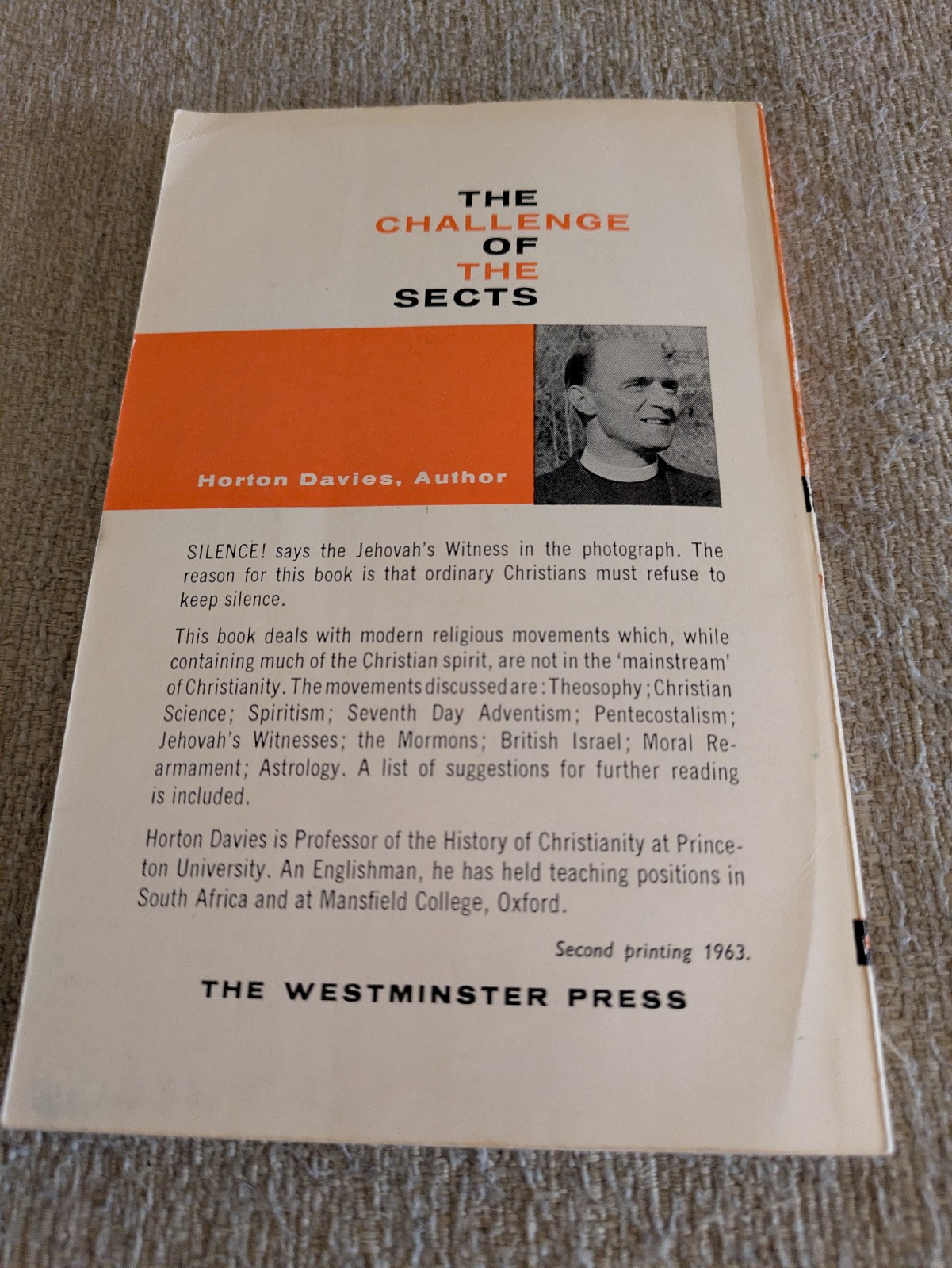 The Challenge of the Sects | Horton Davies | 1963 PB | Westminster Press