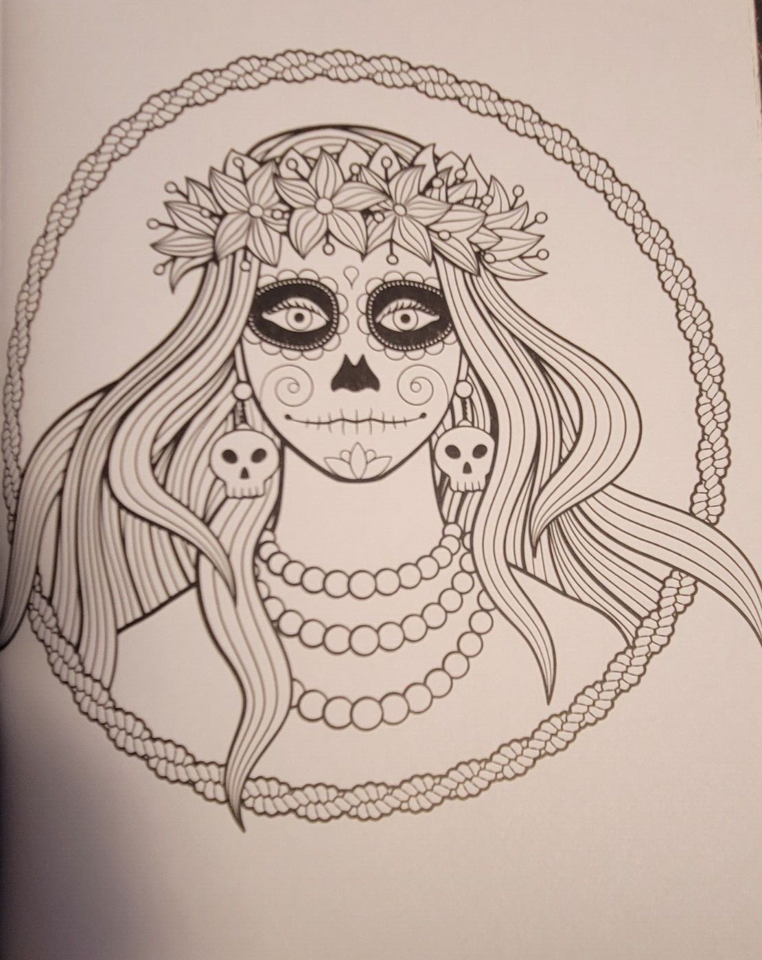 DAY OF THE DEAD Vol 5 Adult Coloring Book With 47 Prints Ready To Frame