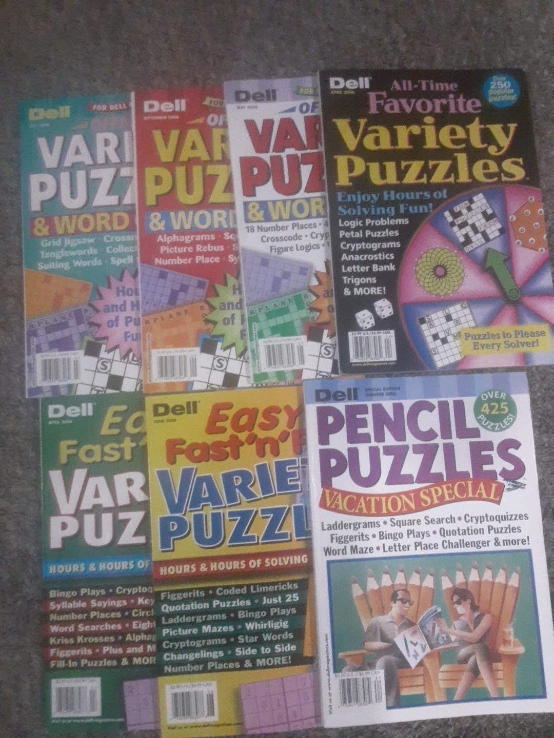 Lot Of 7 DELL Official Variety Puzzles Books Dated 2006 NEW
