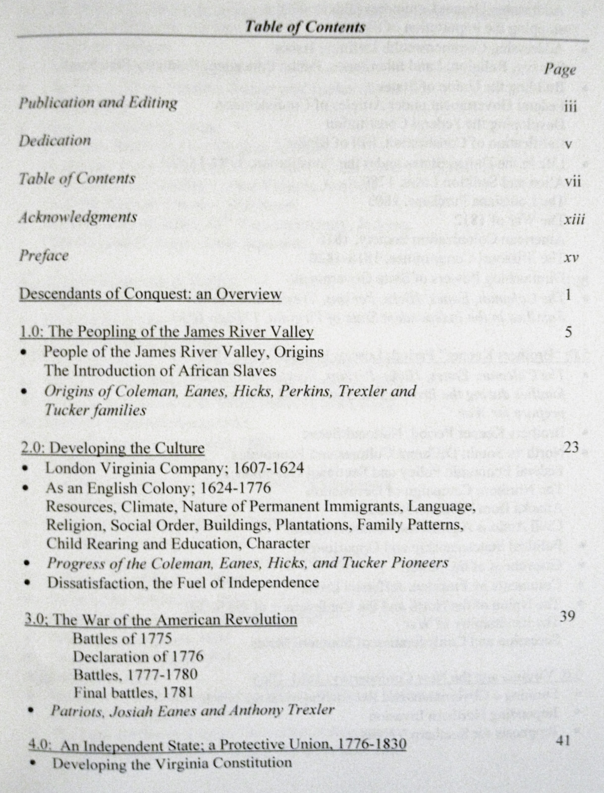 Virginia James River Valley Descendants Conquest History Genealogy Book 2001