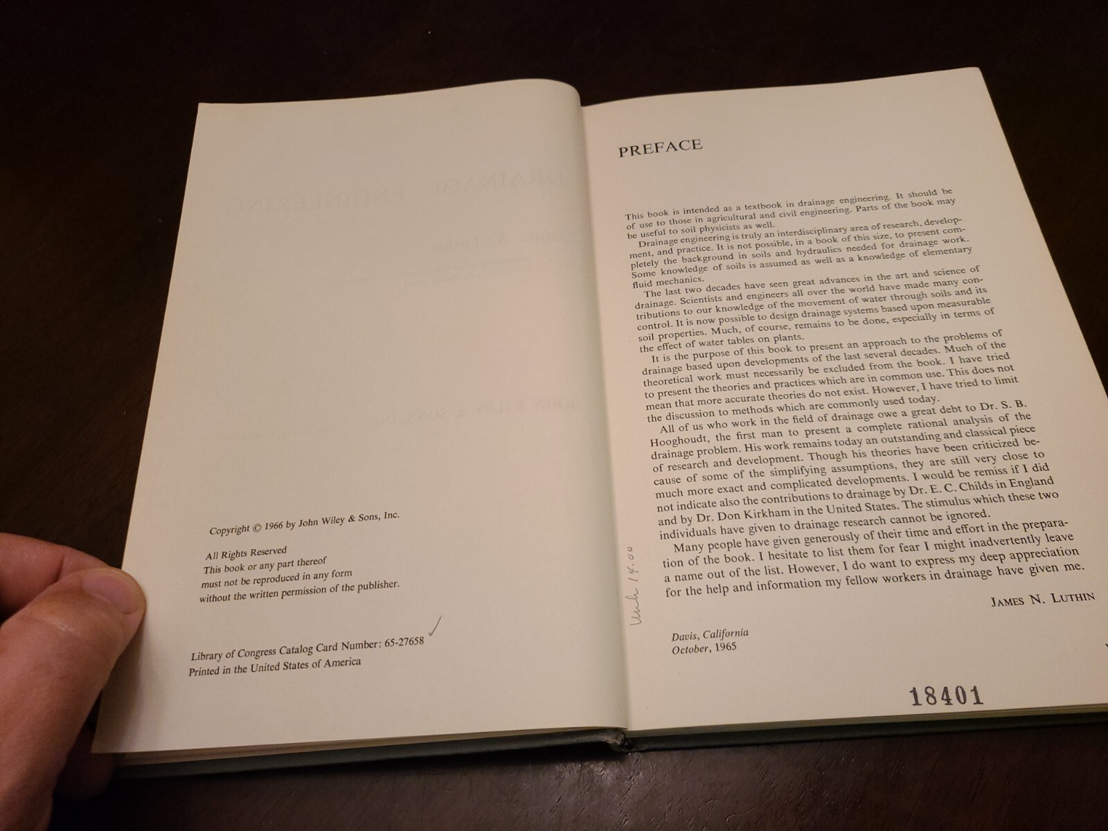 DRAINAGE ENGINEERING By James N. Luthin – Hardcover, 1966, Ex Library