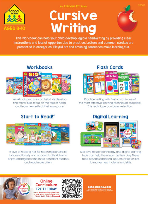 Cursive Workbook Writing Handwriting Practice Tracing Letters Ages 8 to 10 – NEW