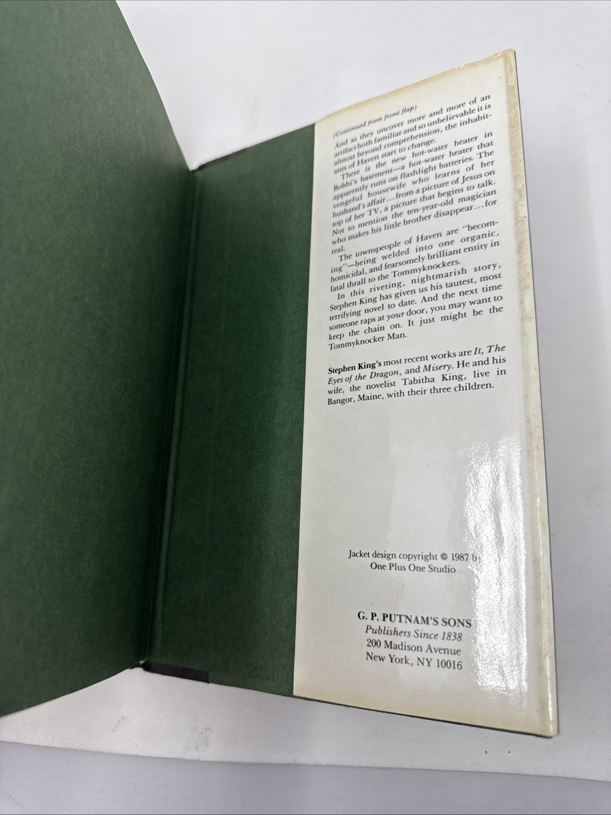 THE TOMMYKNOCKERS by Stephen King 1st Edition 1st Printing GP Putnam’s Sons 1987