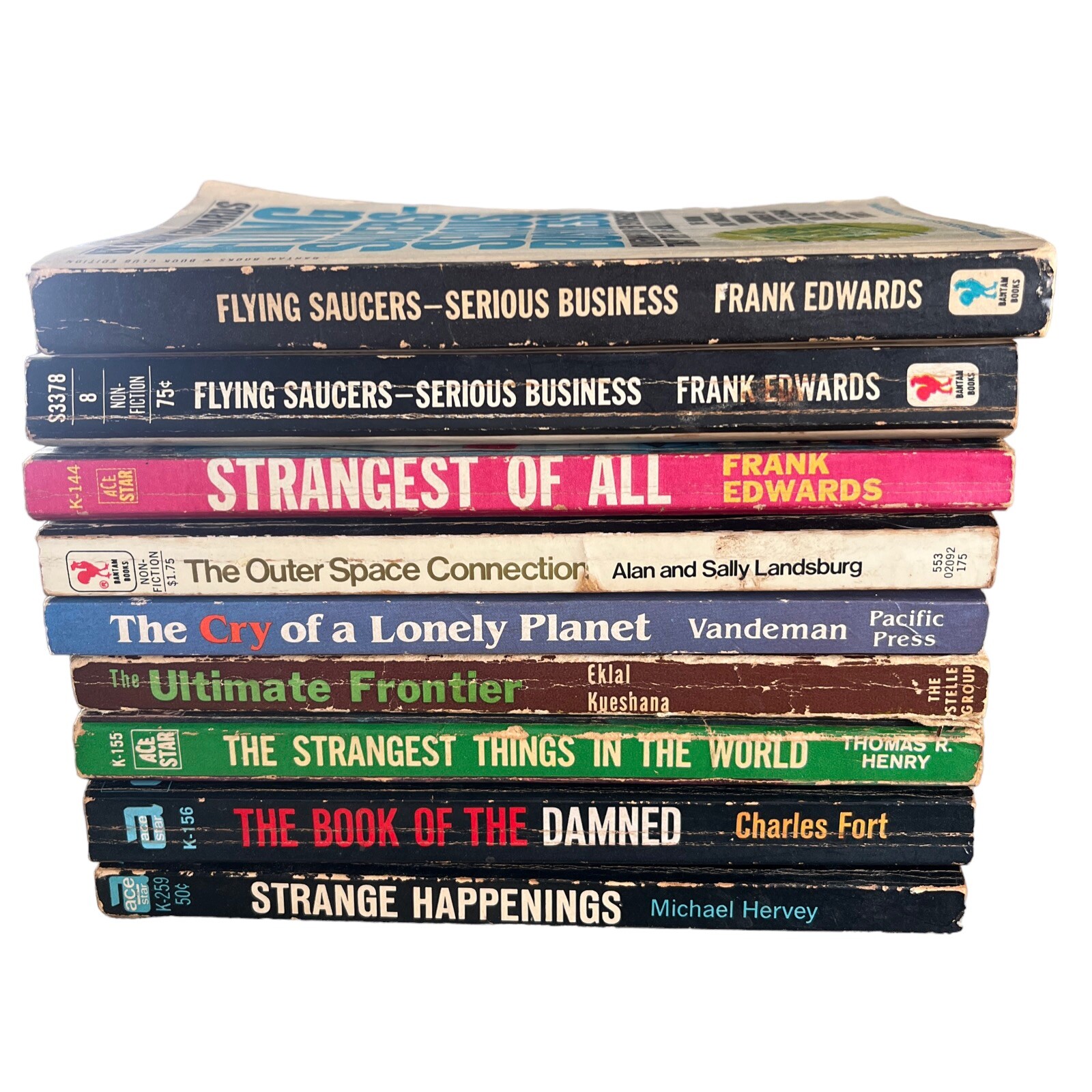 Lot of 9 Aliens UFO Unexplained Phenomena Paperback Book Ancient Aliens 50’s-70s
