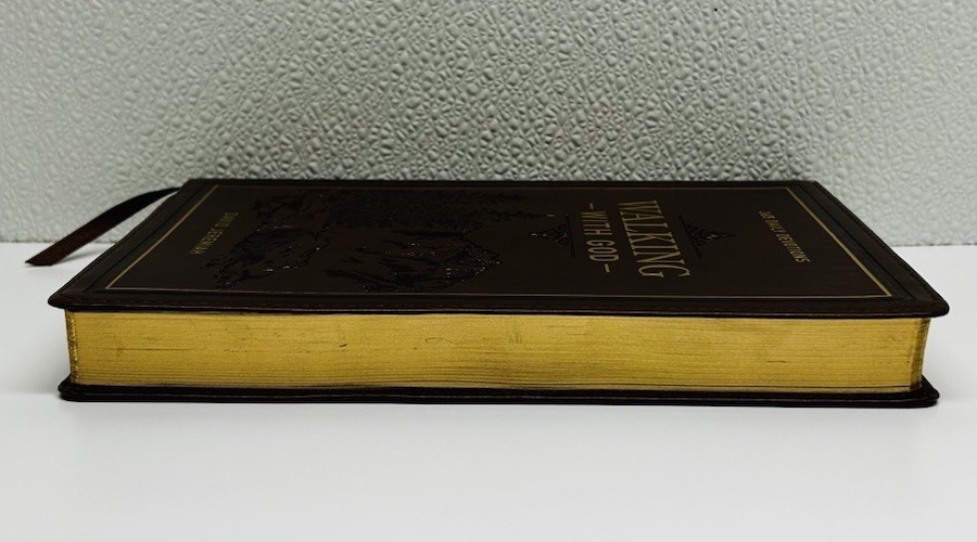 Brown WALKING WITH GOD Book Feax Leather 365 Daily Devotions David Jeremiah