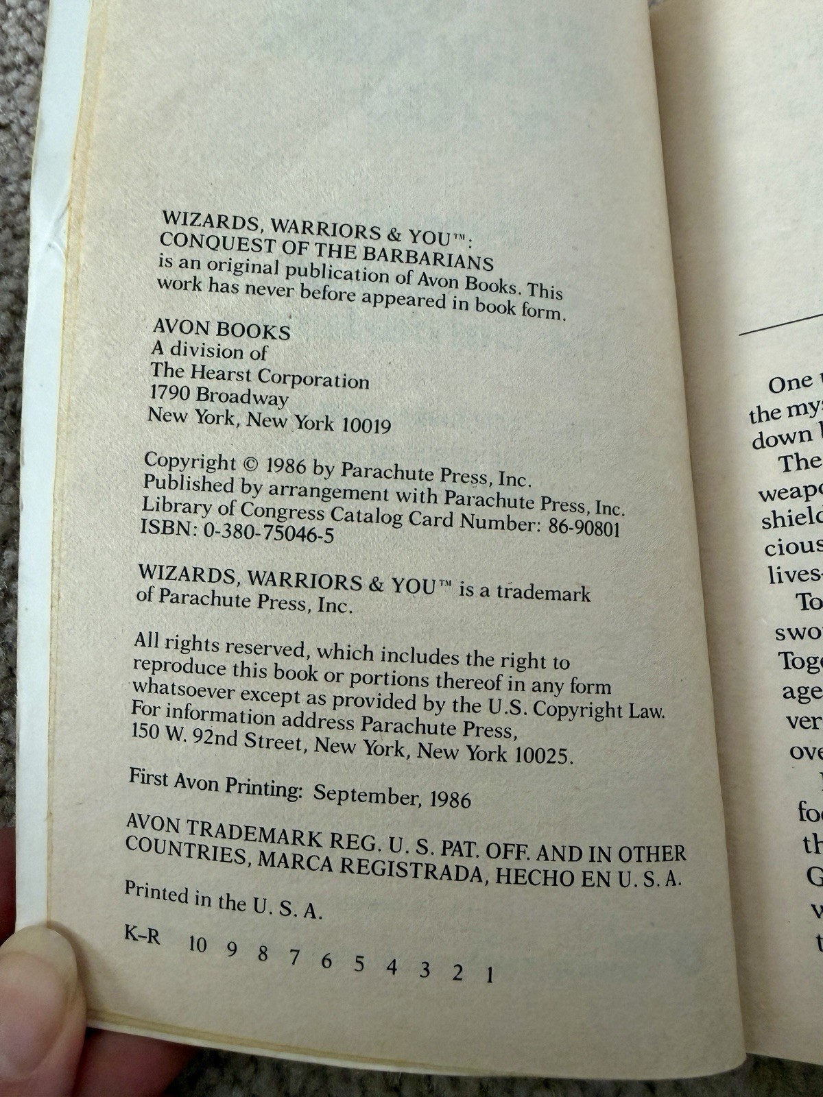 Wizards Warriors & You Book #17 Conquest Of The Barbarians Roleplaying Avon