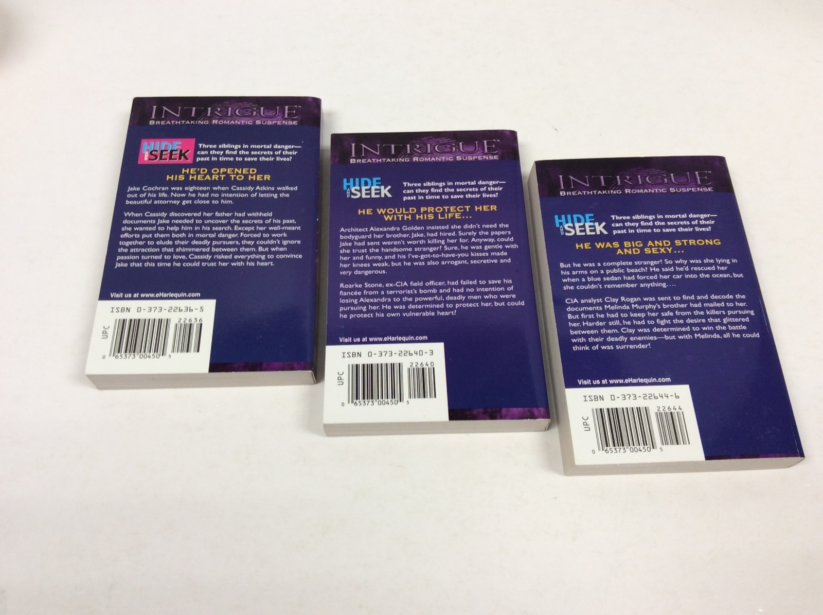 HIDE AND SEEK TRILOGY Complete Set of 3 PB Susan Kearney 2001 Harlequin Intrigue