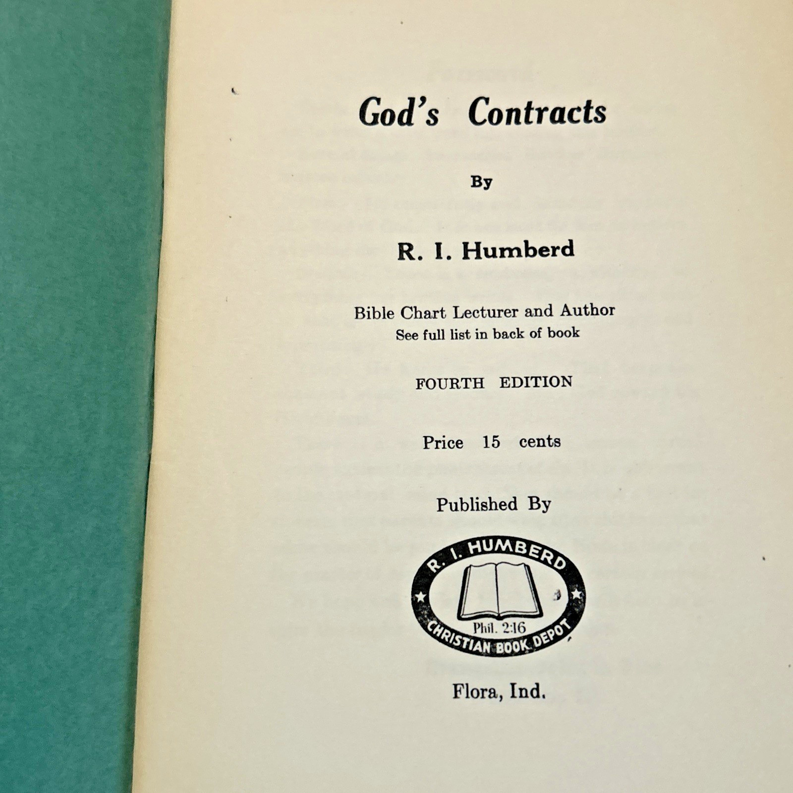 God’s Contracts ~ R. I. Humberd ~ Vintage Booklet