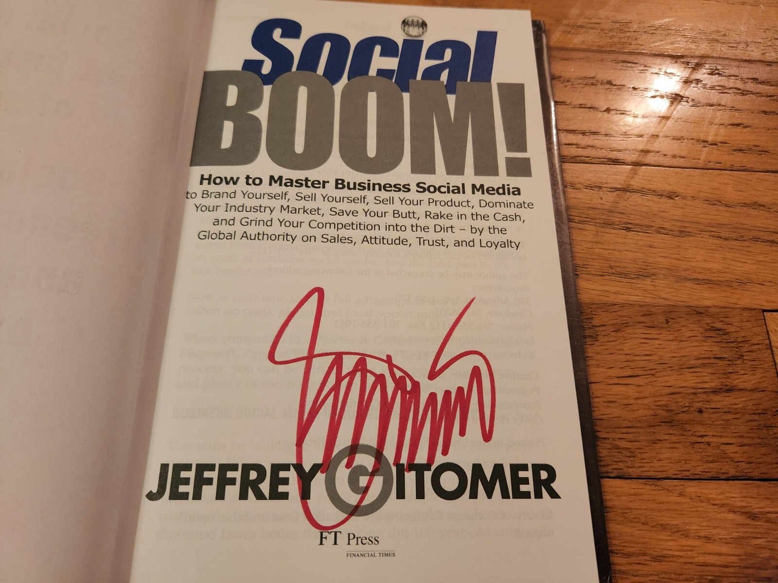 Jeffrey Gitomer SIGNED Social Boom! Social Media Brand 1st Edition Hardcover COA