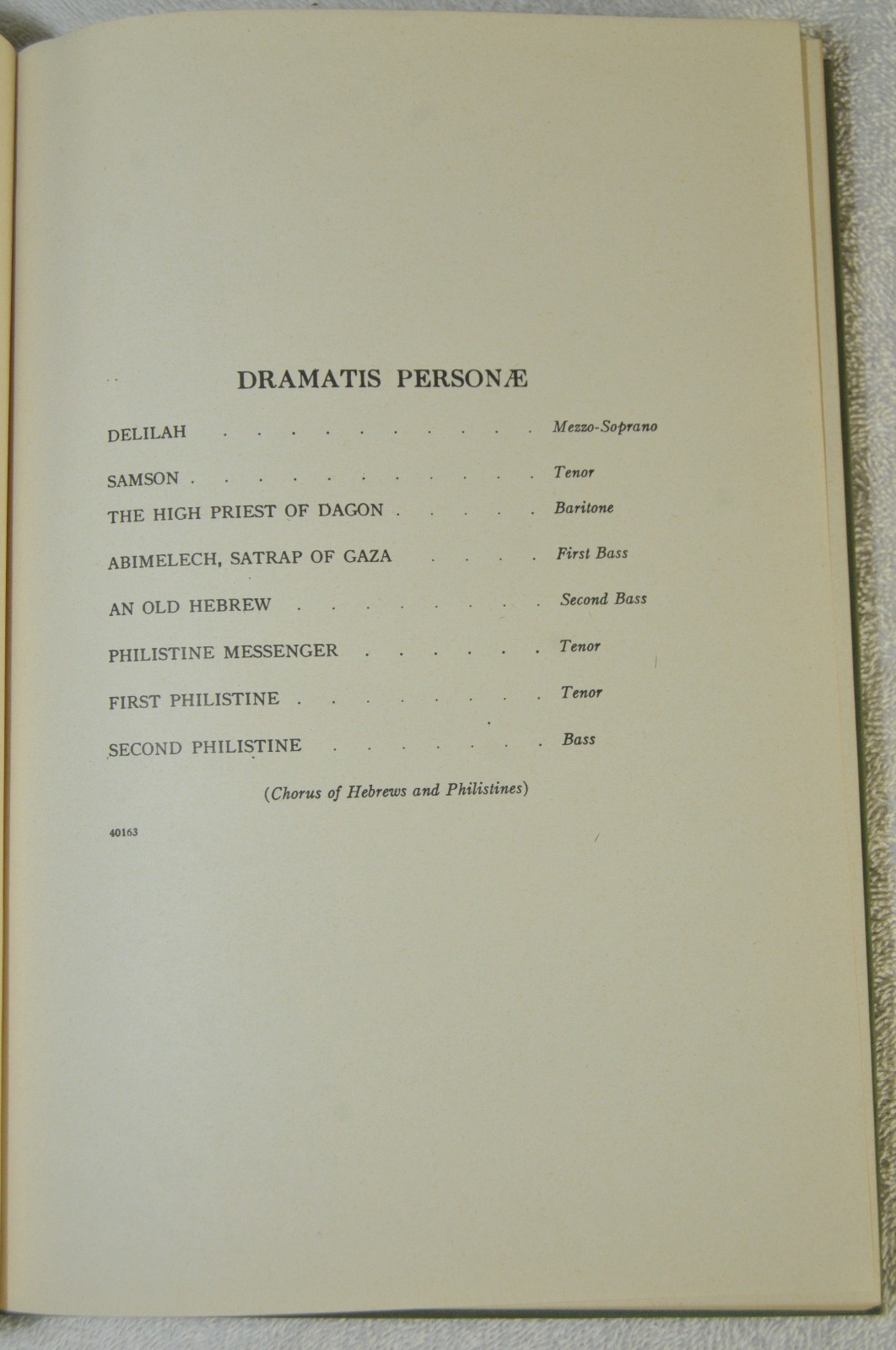 SAMSON AND DELILAH AN OPERA IN THREE ACTS VOCAL SCORE By Saint-Saens HC c1892