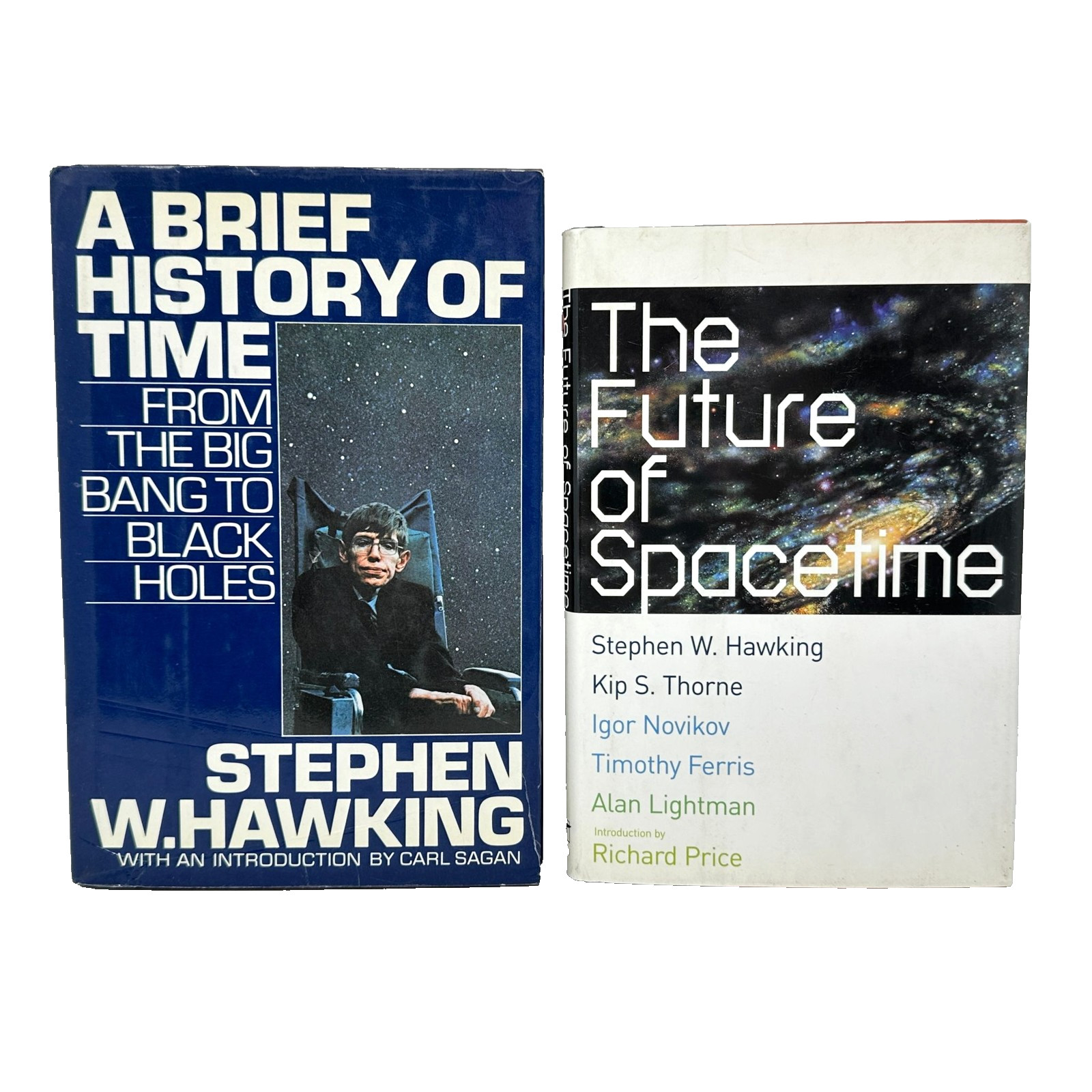 Stephen Hawking HC Book Lot A Brief History of Time & Future of Spacetime 1st Ed