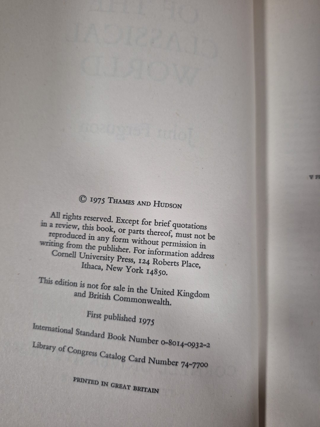 Utopias of the Classical World Hardcover John Ferguson