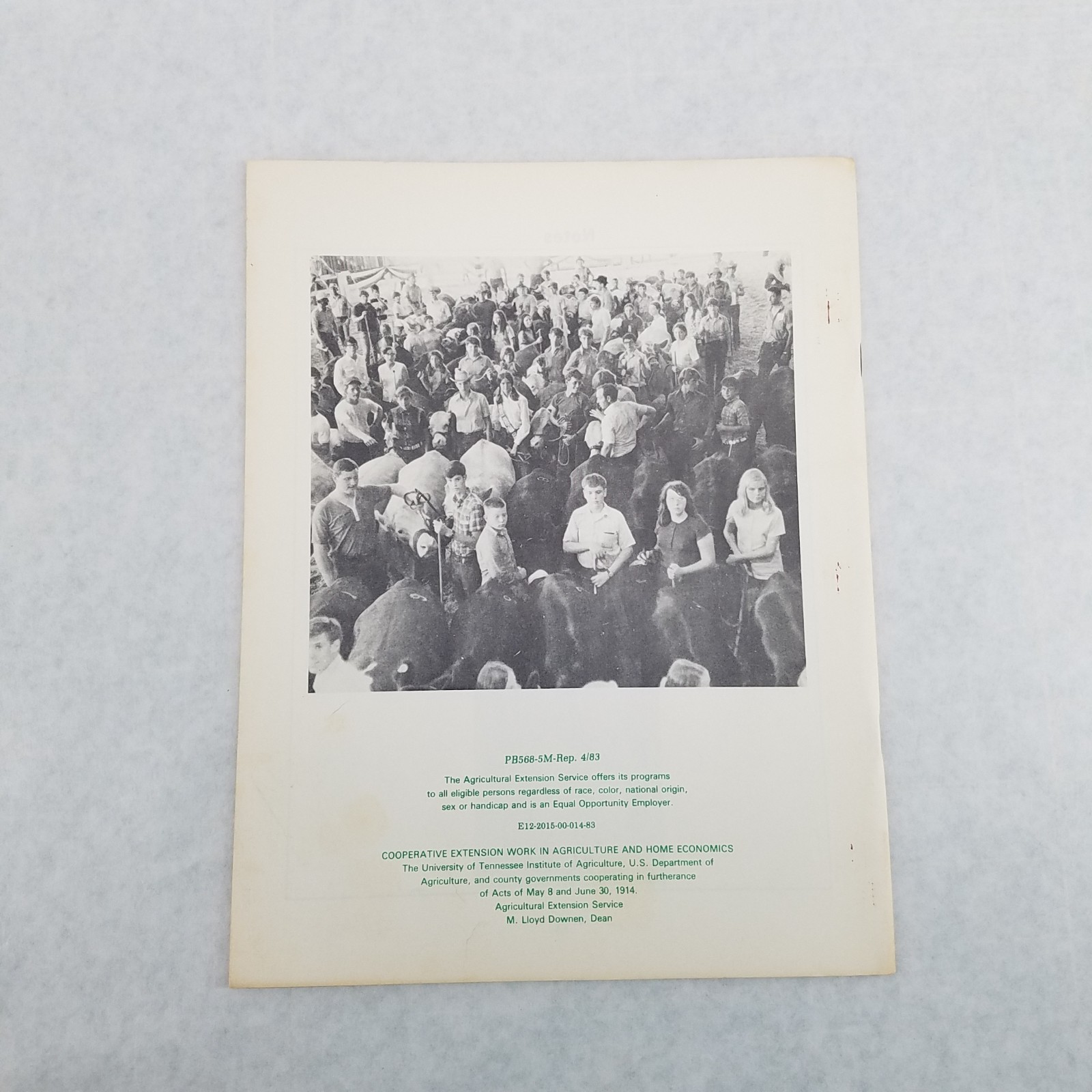 Beef Cattle Handbook UT Agricultural Extension Service 4H Booklet #568 – 1986