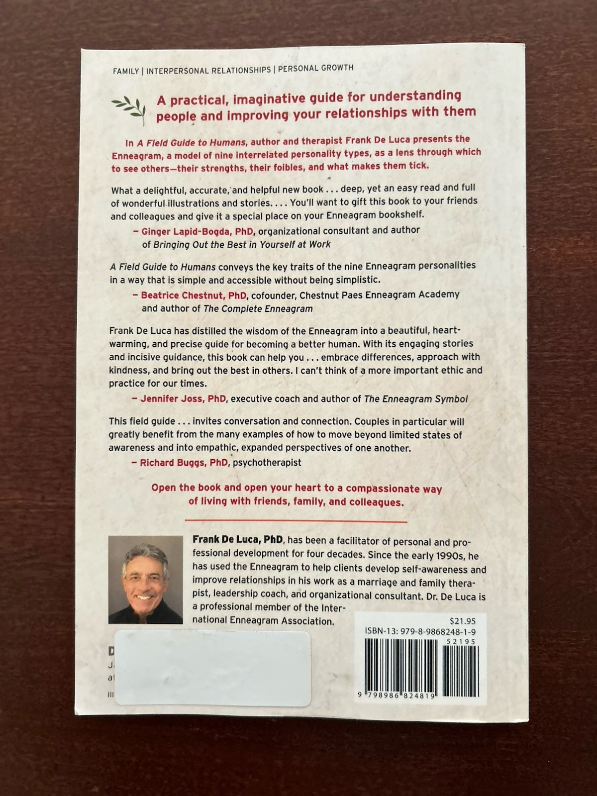 A Field Guide to Humans (2023 Paperback) by Frank De Luca, PhD