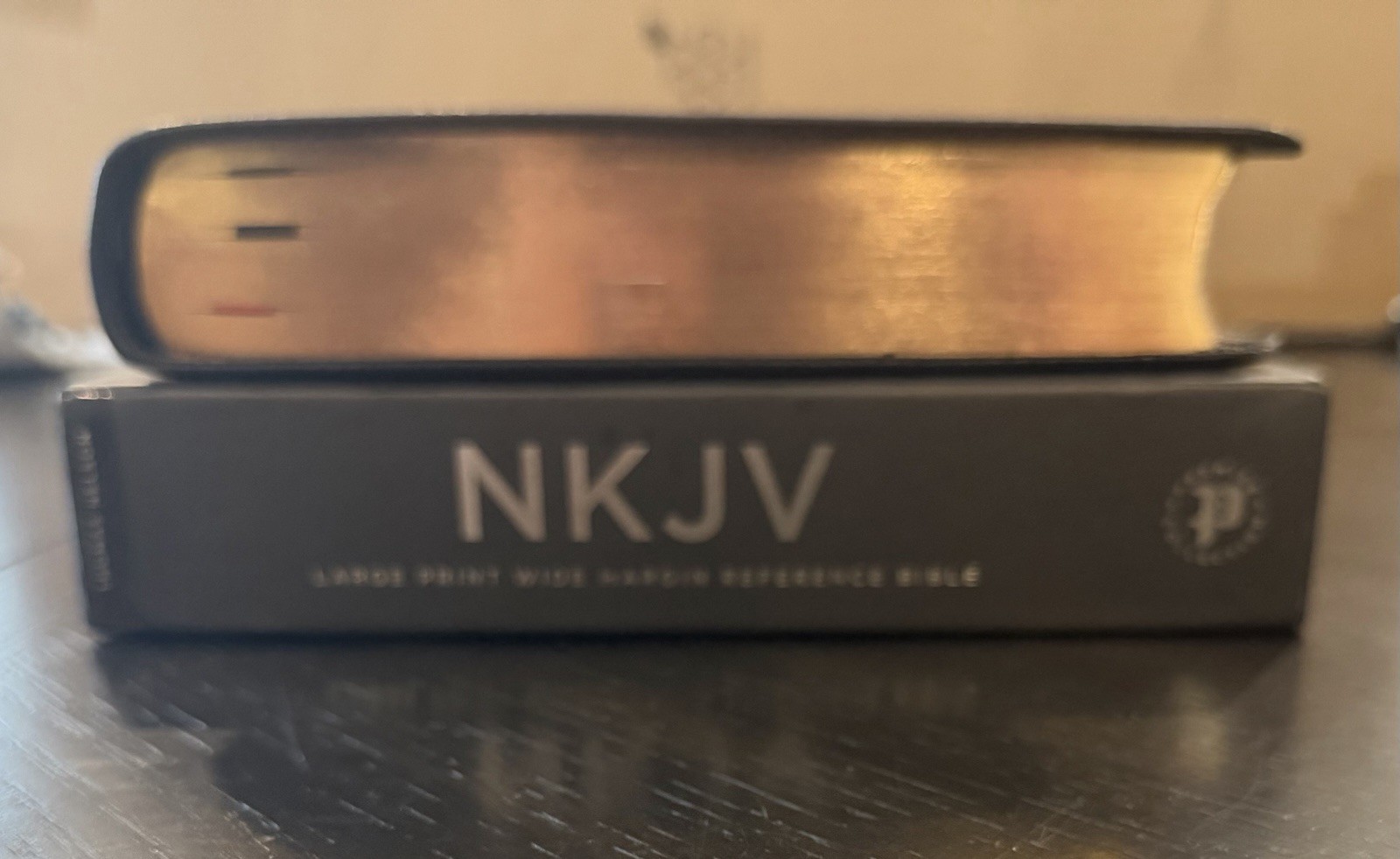 NKJV Large Print Wide Margin reference bible, Nelson Premier, Black Goatskin