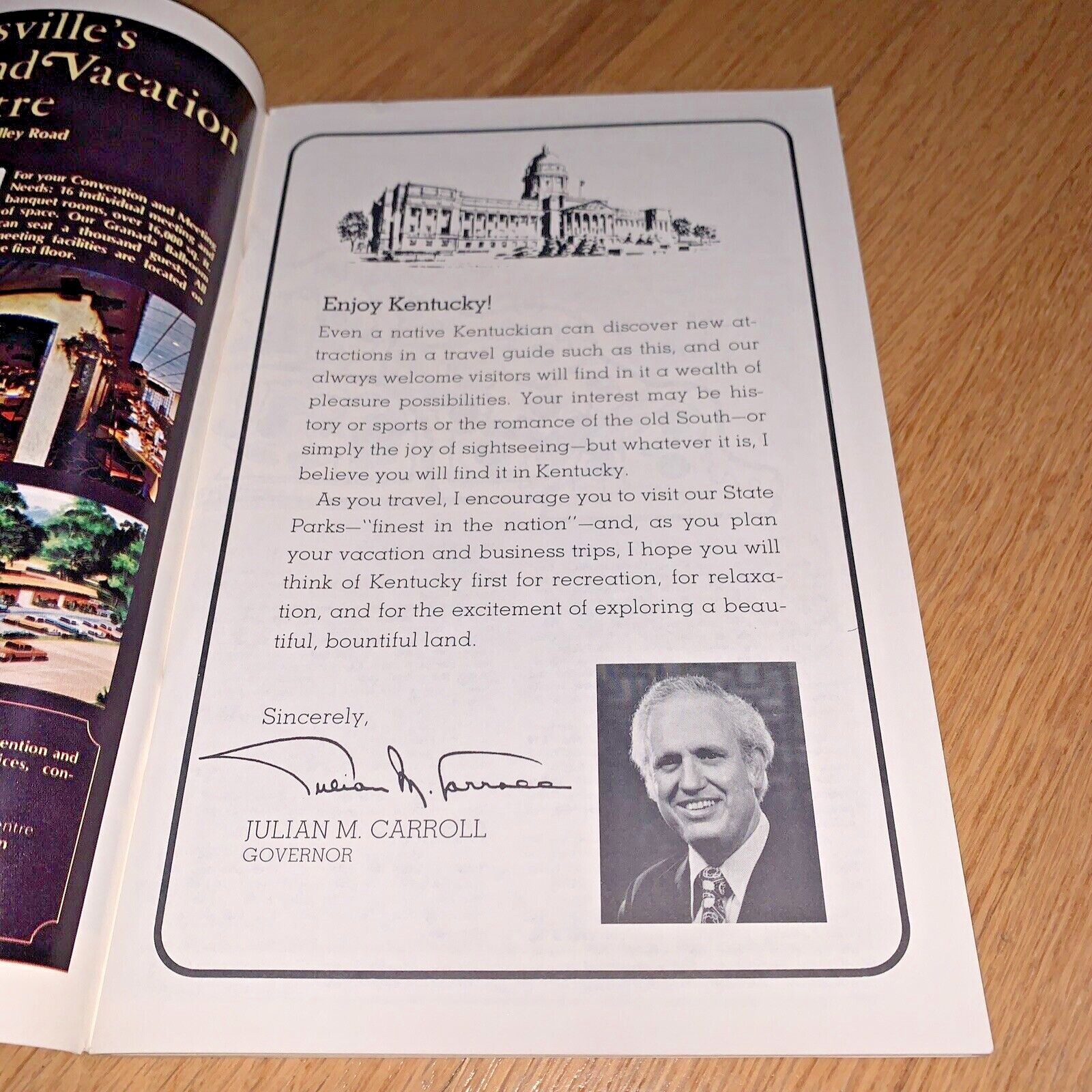 1979 KENTUCKY TRAVEL GUIDE Book 86 + pages GOVERNOR JULIAN CARROLL