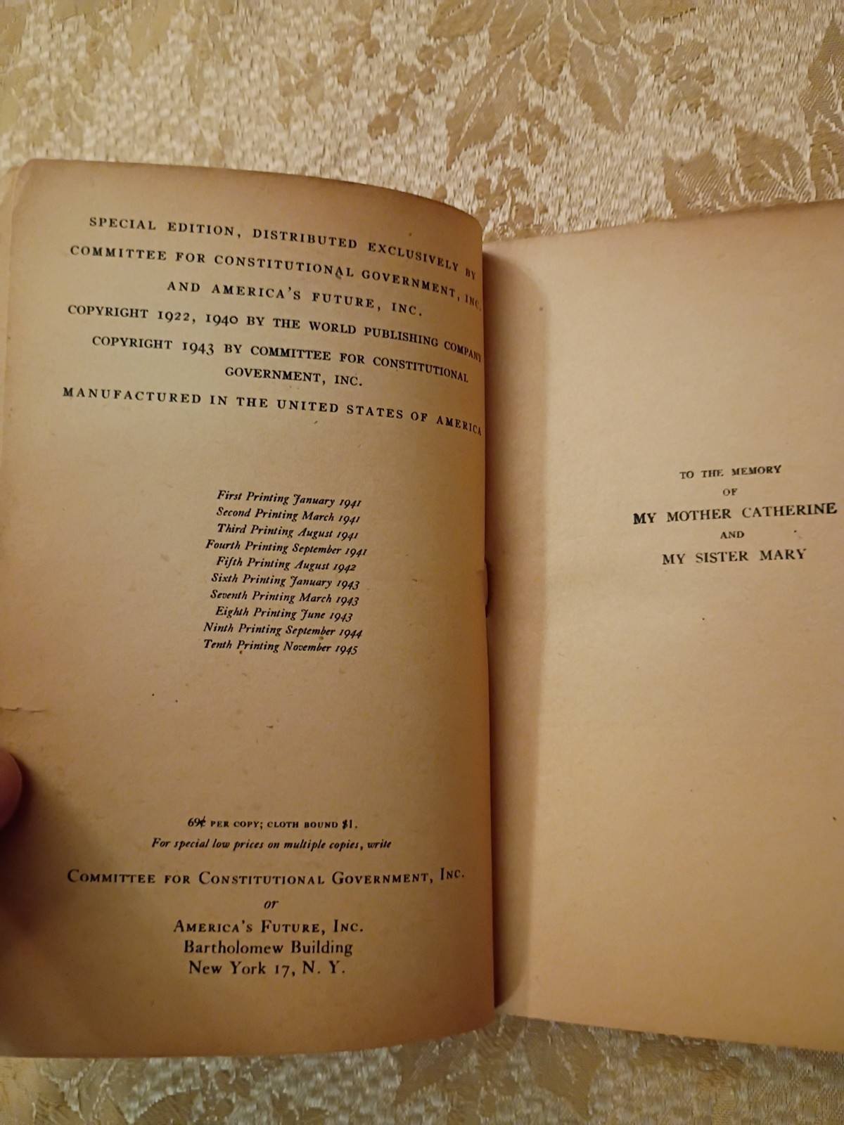1945 Constitution of the United States Its Sources & Application Norton PB Book