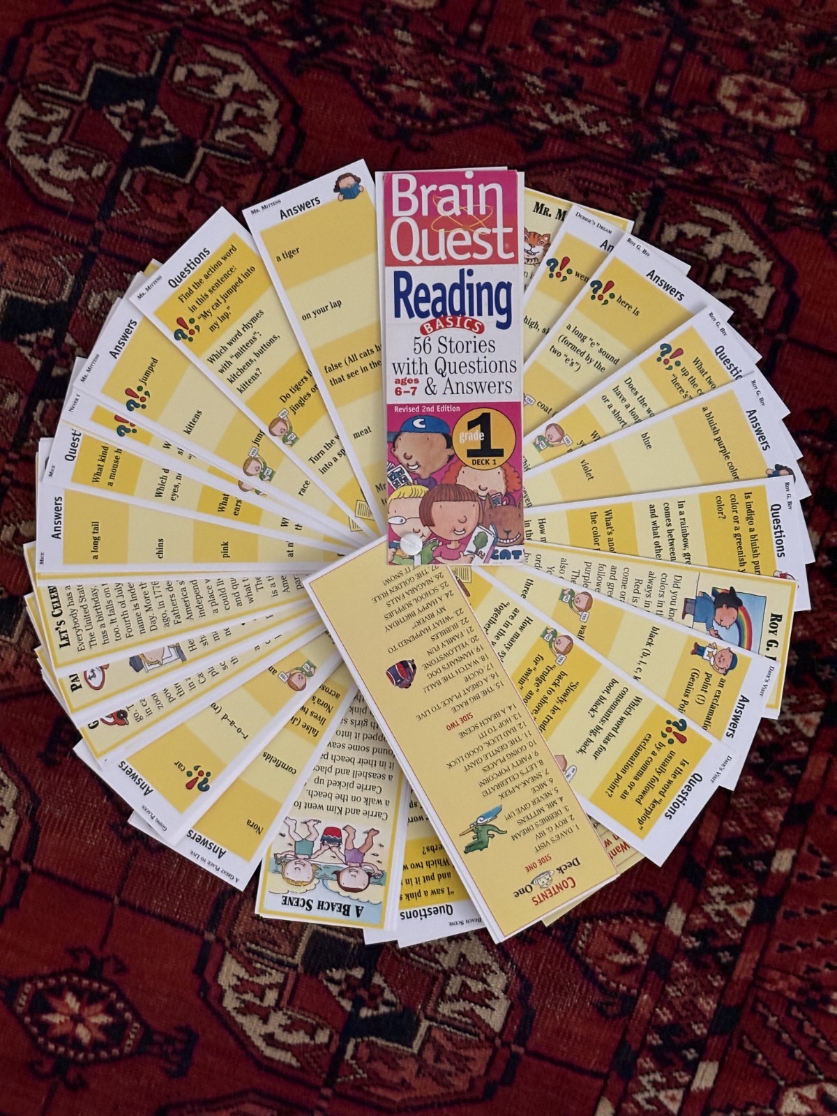 2 Brain Quests Reading Basics 6-7 Gr. 1 Deck 1 AND Math Basics 6-7 Gr. 1 Deck 2