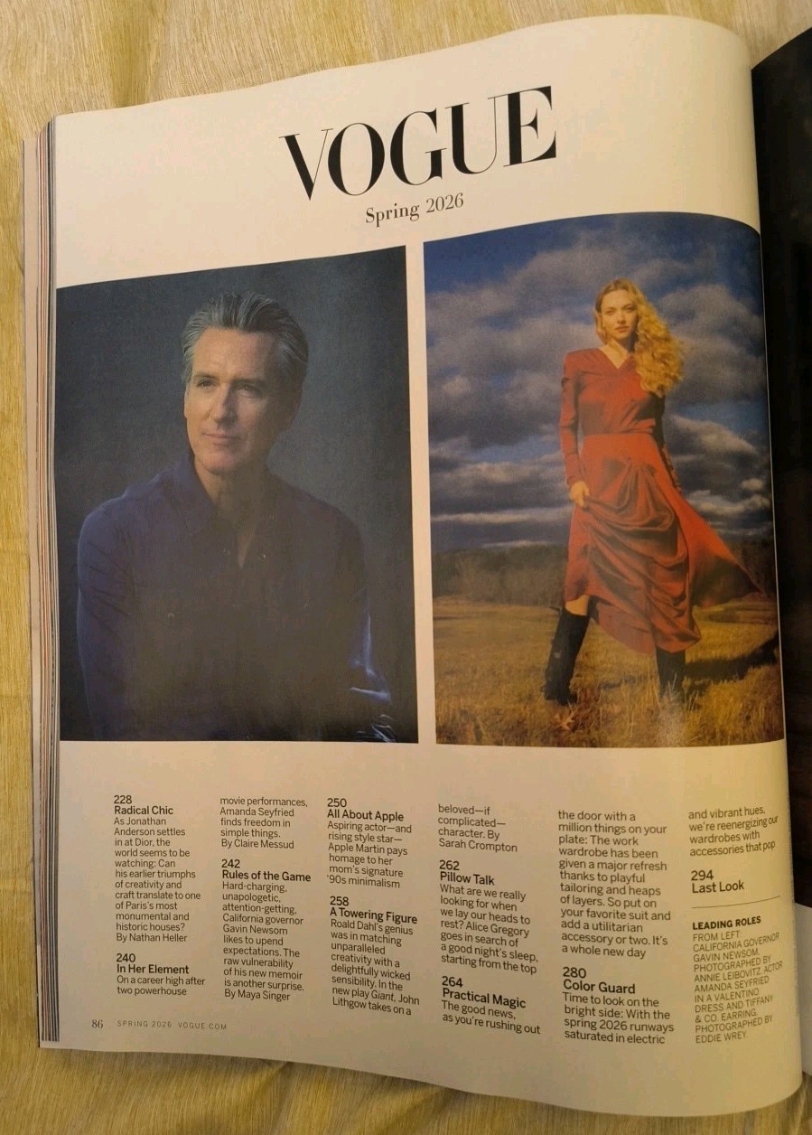 VOGUE US Edition MAGAZINE Spring 2026 Rosalia Gavin Newsom Jonathan Anderson
