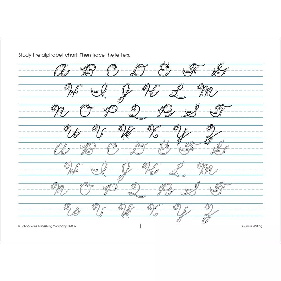 Cursive Workbook Writing Handwriting Practice Tracing Letters Ages 8 to 10