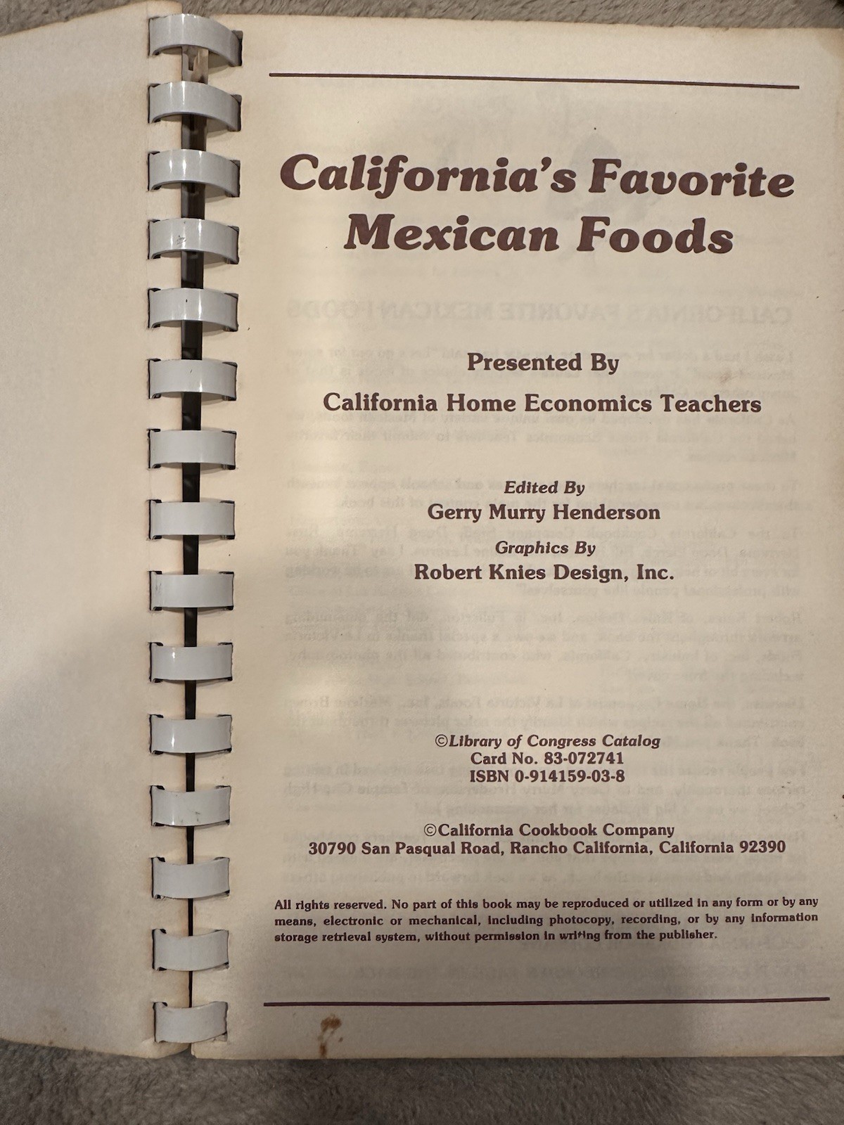Vintage California’s Favorite Mexican Foods Cookbook Spiral Bound Rare