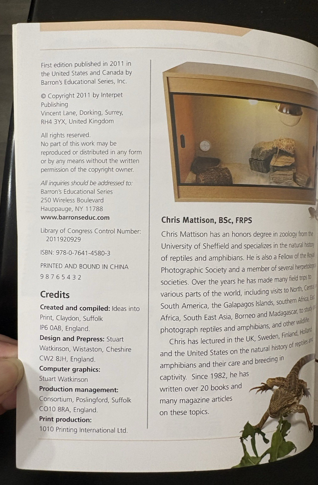 Barron’s Mini Encyclopedia Bearded Dragons Chris Mattison Paperback 2011 Illus
