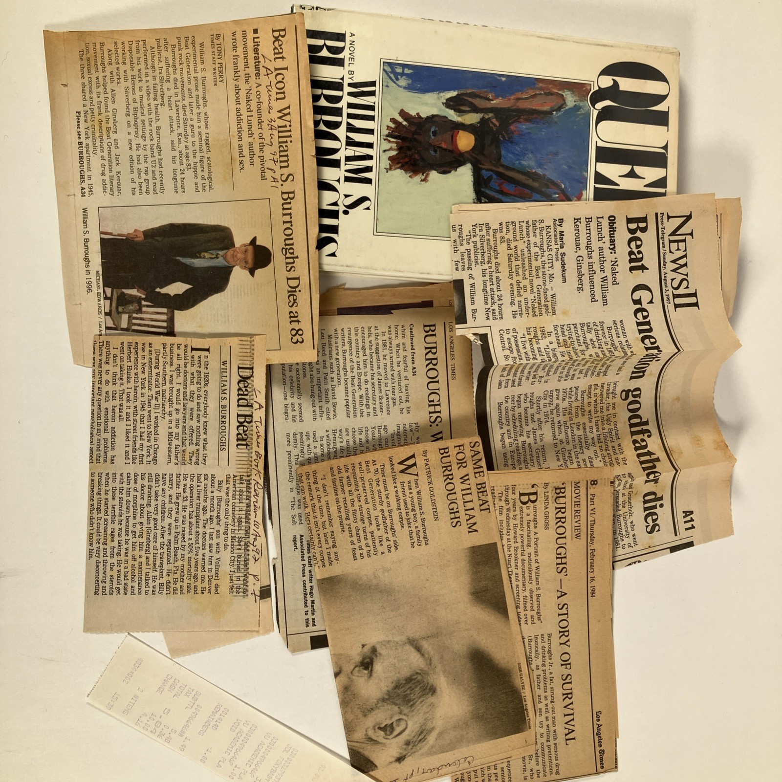 Queer 1985 William Burroughs First edition 1st printing HC DJ clippings heroin