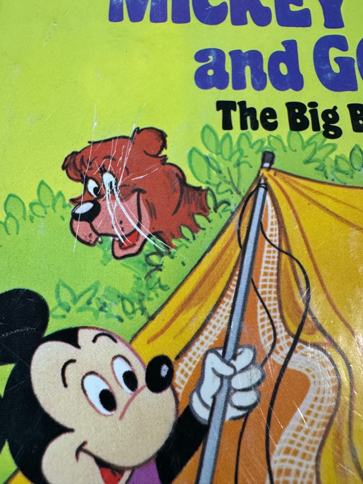 Vintage Mickey Mouse & Goofy The Big Bear Scare A Little Golden Book 1978 M
