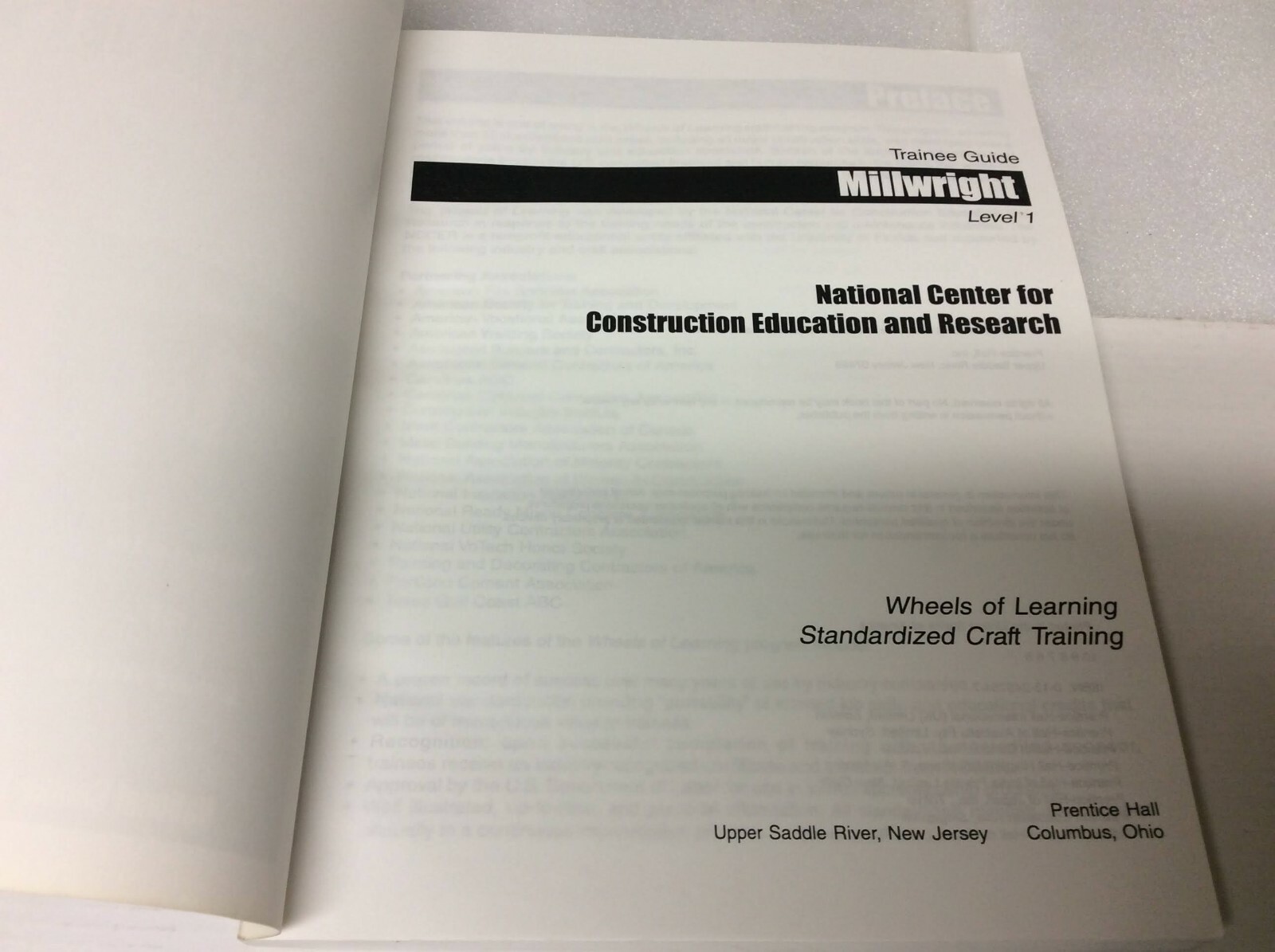 Millwright Level 1 Trainee Guide Binder, by NCCER – Wheels of Learning 1992 PB