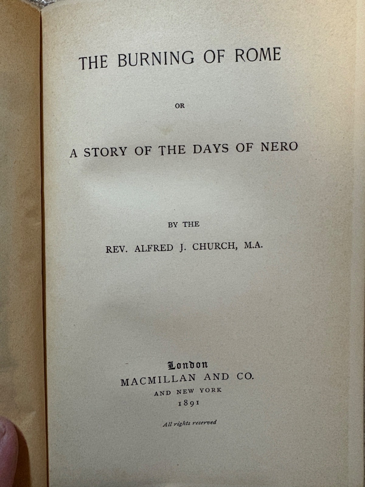 The Burning of Rome or a Story of the Days of Nero by Alfred J. Church (hc 1891)
