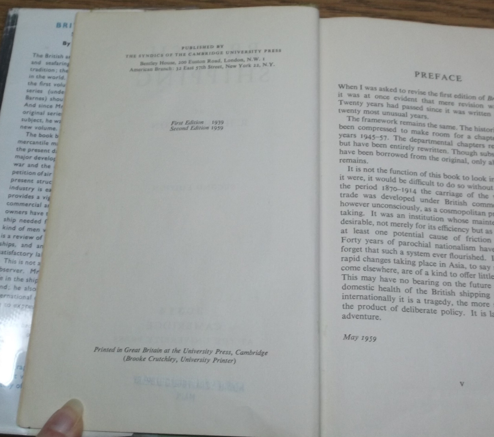 BRITISH SHIPPING R H Thornton 1959 2nd Edition Cambridge Press English Instit#1