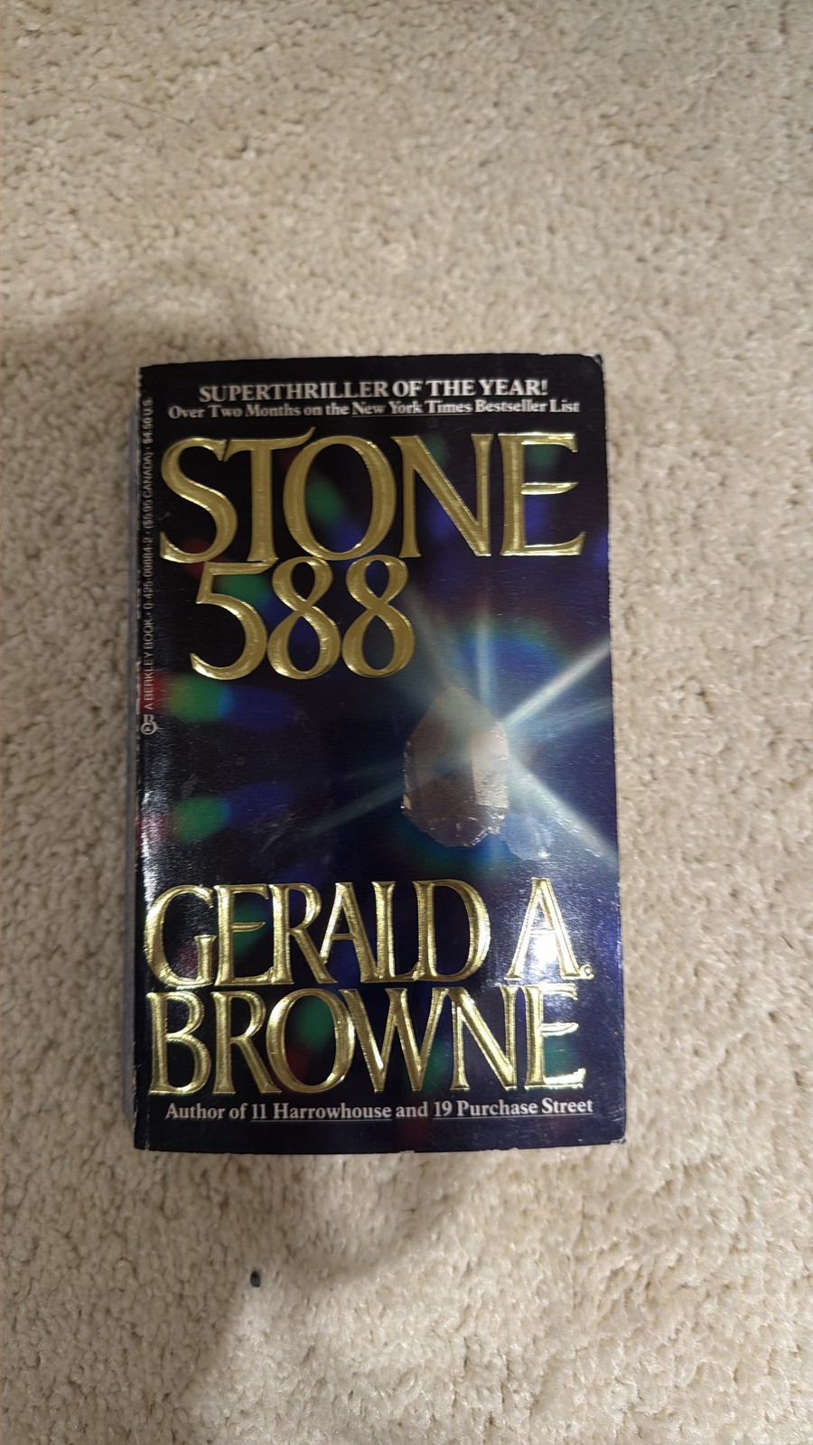 Stone 588 by Gerald A. Browne Paperback 1987 Berkley Fiction Thriller