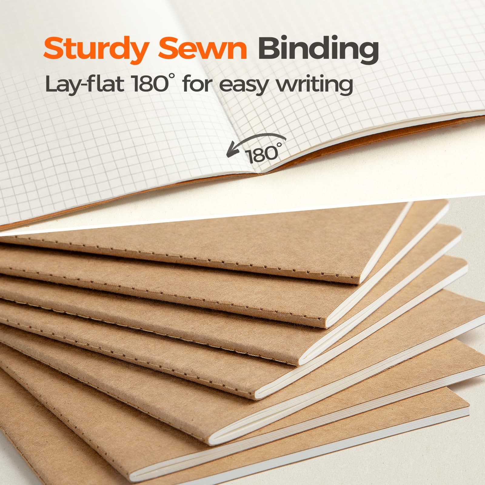 24 Pack Kraft Notebooks Bulk A5, 60 Pages Grid Graph Journals, 8.3×5.5 Inches…
