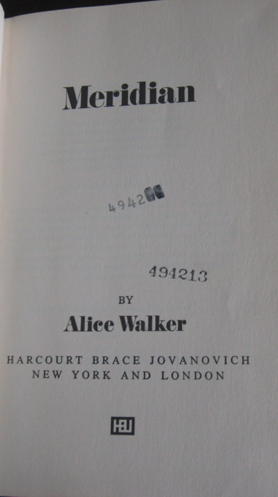 MERIDIAN by Alice Walker 1st hc ed 1976 ex-library with DJ scarce early title