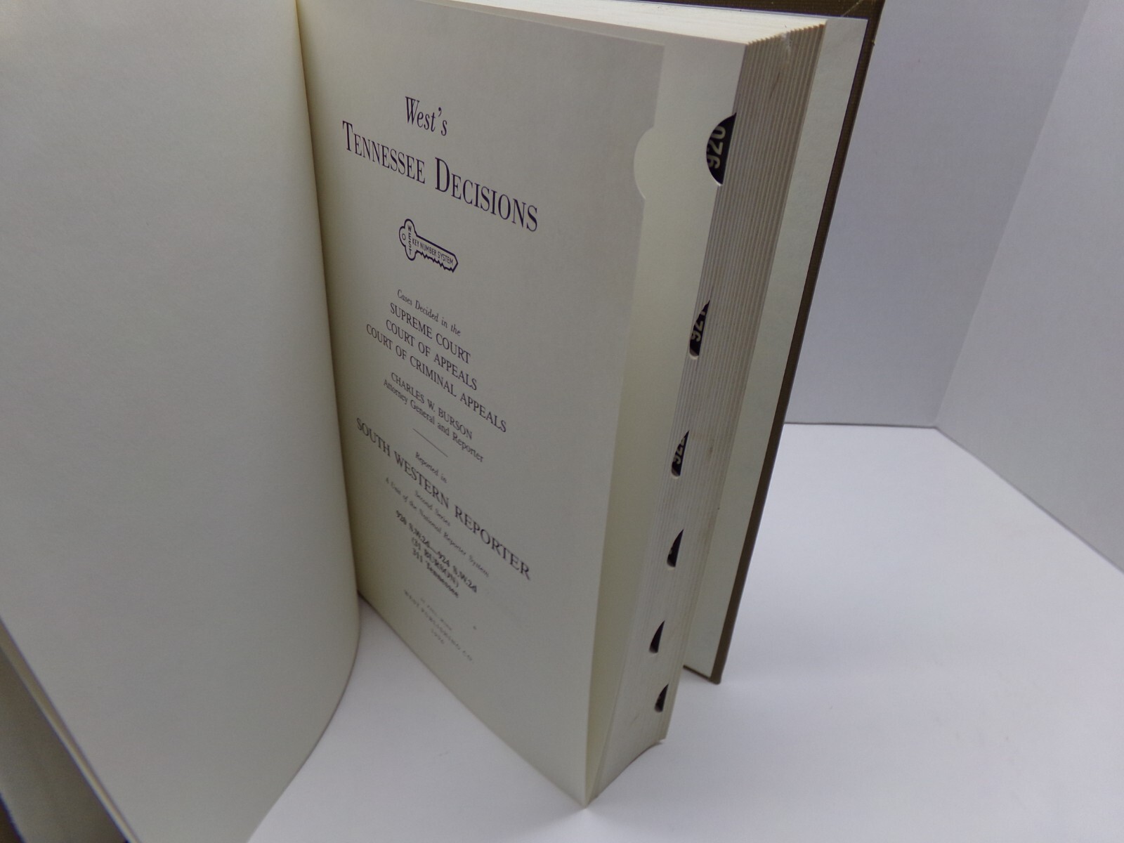 Tennessee decisions 920-924 Court Rules S.W.2d Hardback Law Book Burson 31 TN311