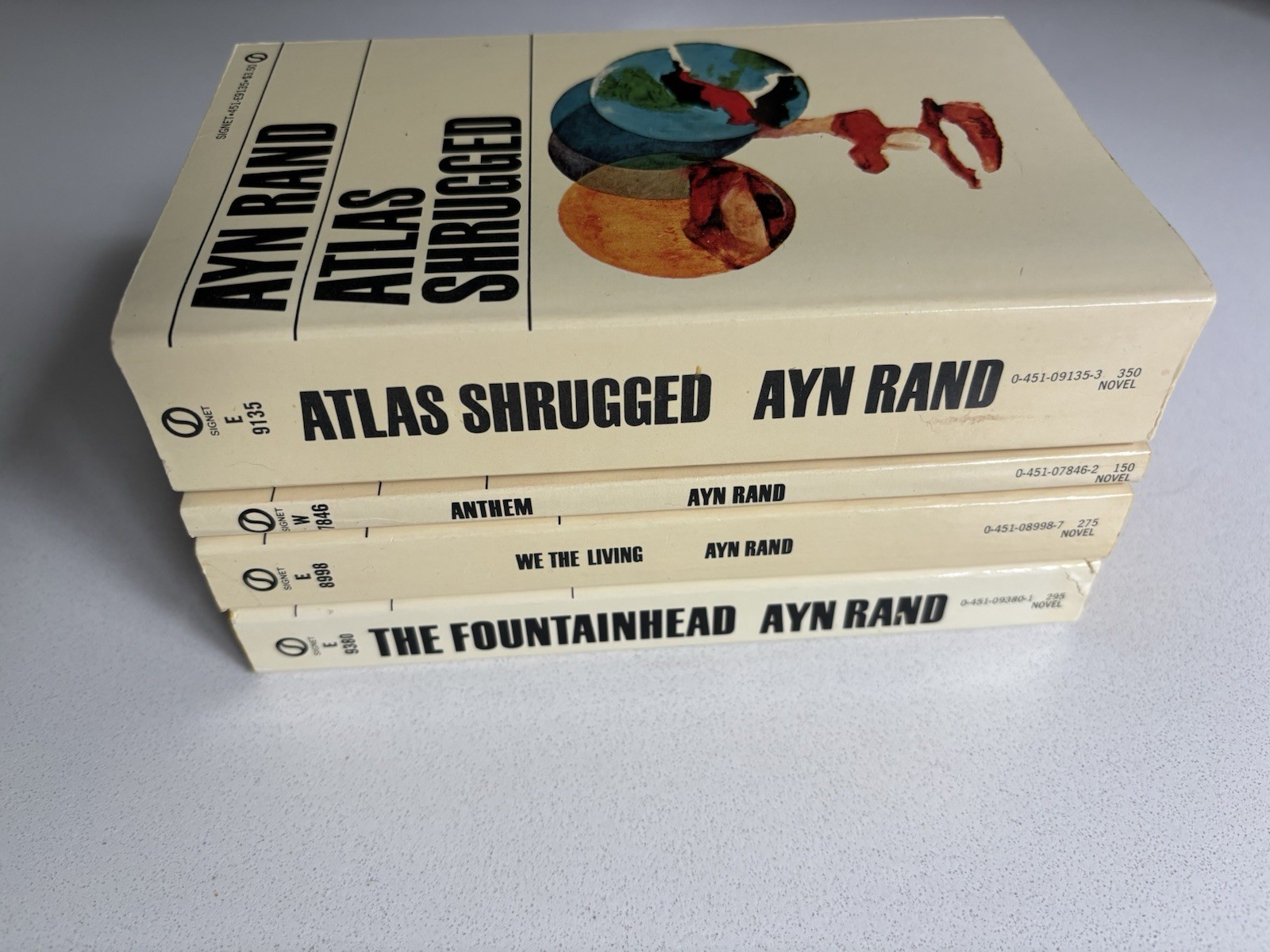 Ayn Rand Lot of 4 Vintage Paperback Books Atlas Shrugged, The Fountainhead