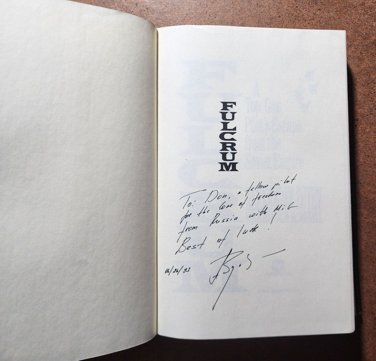 FULCRUM Top Gun Pilots Escape from Soviet Emp. Alexander Zuyev SIGNED 1st Print