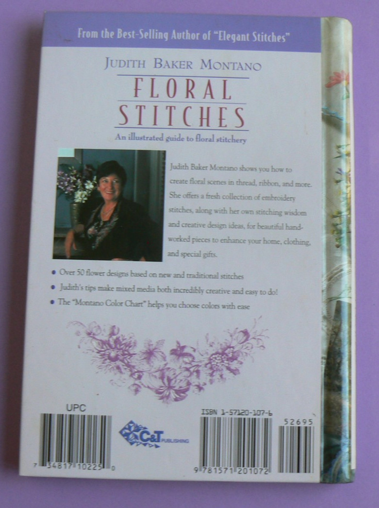 FLORAL STITCHES, illustrated guide, Judith Baker Montano,spiral HC LN!